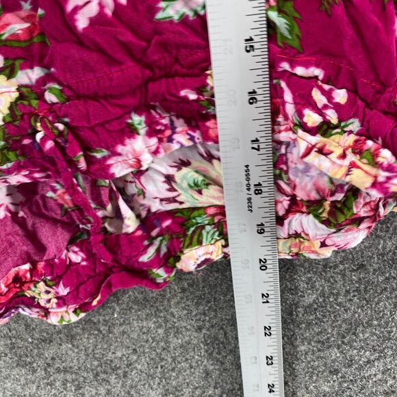 Mila Blouse Women M Medium Pink Floral V-Neck Long Sleeve Button Rayon Casual - Picture 8 of 9